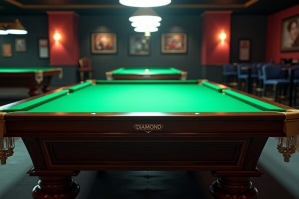 Professional 9-foot tournament pool table with championship felt in competition venue