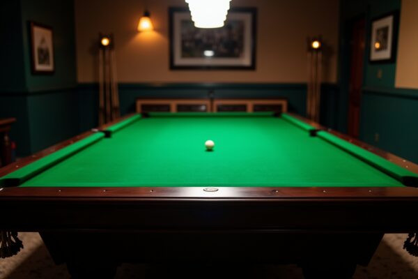 Professional slate pool table showing superior flat playing surface quality
