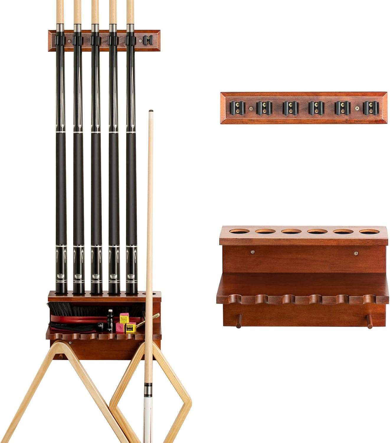 EXTCCT Hardwood Wall Mount Pool Stick Holder