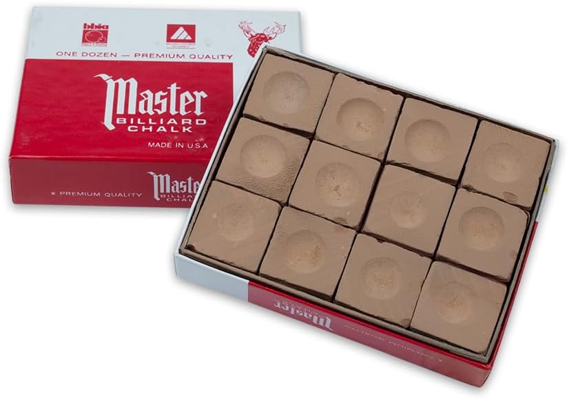 Master Billiard Pool Chalk, Pack of 12 Cubes