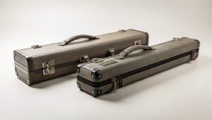 Various pool cue cases including hard shell and soft cases for protection and travel